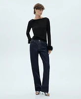 Mango Women's Shiny Straight-Leg Jeans