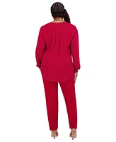 Kasper Women's V-Neck Button-Front Long-Sleeve Blouse Regular & Plus