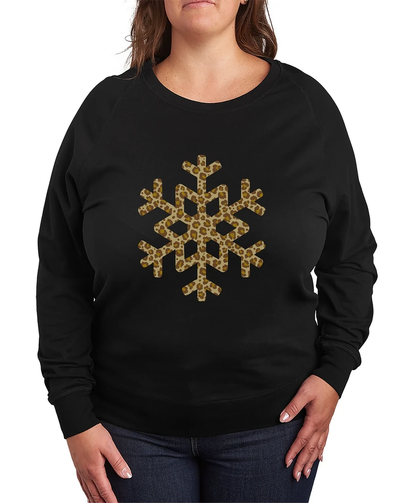 Hybrid Apparel Plus Trendy Leopard Snowflake Graphic Pullover Top