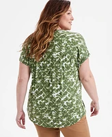 Style & Co Plus Printed Camp Shirt, Exclusively at Macy's