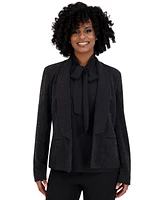 Kasper Women's Shawl-Collar Long-Sleeve Glitter Jacket Regular & Plus