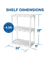 Gracious Living 3 Shelf Knect-a-Shelf Fixed Height Light Duty Storage Unit,White