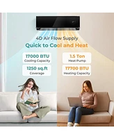 Gouun Energy Star Certified 17000 Btu 21 SEER2 208-230V Mini Split Air Conditioner and Heater Wifi Enabled