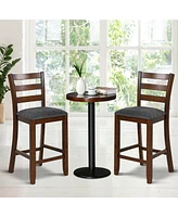 Gouun 2 Pieces Counter Height Chairs with Fabric Seat and Rubber Wood Legs