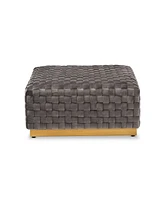 Baxton Studio Noah Luxe and Glam Grey Velvet Fabric Upholstered and Gold Finished Square Cocktail Ottoman