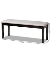 Baxton Studio Teresa Modern Contemporary Transitional Grey Fabric Upholstered Dark Brown Finished Wood Dining Bench