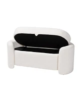 Baxton Studio Oakes Modern and Contemporary Ivory Boucle Upholstered Storage Bench