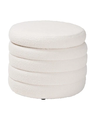 bali & pari Baxton Studio Tabitha Modern and Contemporary Ivory Boucle Upholstered Storage Ottoman