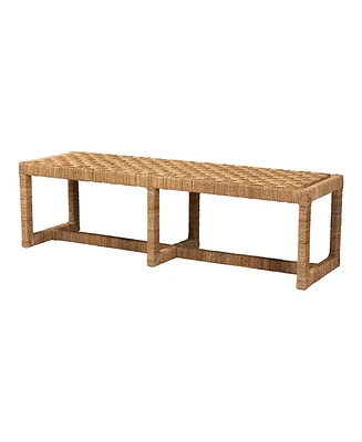 bali & pari Cipally Bohemian Seagrass and Mahogany Wood Accent Bench