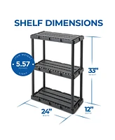 Gracious Living 3 Shelf Knect-a-Shelf Fixed Height Light Duty Storage Unit,Black