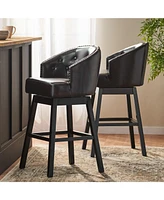 The Pop Home Set of 2 Swivel Barstools with Nailhead Trim,30.25” Seat Height for Kitchen and Bar-The