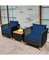 Gouun 3 Pieces Outdoor Patio Rattan Furniture Set