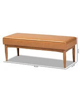 Baxton Studio Arvid Mid-Century Modern Tan Faux Leather Upholstered and Walnut Brown Finished Wood Dining Bench