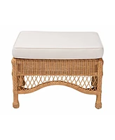 bali & pari Brooklyn Bohemian Light Honey Braided Rattan Ottoman Stool