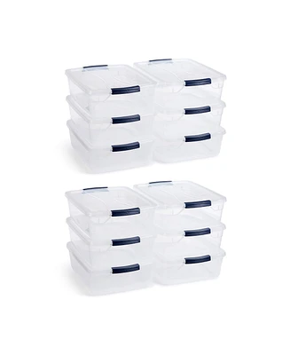 Rubbermaid Cleverstore Quart Plastic Storage Tote Container w/ Lid (12 Pack