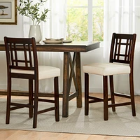 The Pop Home Set of 2 Counter Height Chairs with 5cm Cushion, Wooden Back Bar Stools-The Pop Home