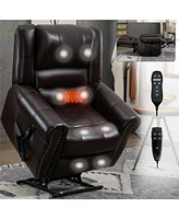 Boyel Living Power Lift Recliner Chair Heat Massage Dual Motor Infinite Position Up to 350 Lbs Faux Leather Heavy Duty Motion Mechanism with Usb Ports