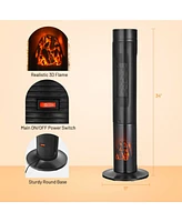 Gouun 1500W Ceramic Tower Space Heater with Remote Control and Realistic 3D Flame