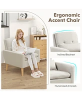 Gouun Accent Chair with Lumbar Pillow Rubber Wood Legs Padded Cushions