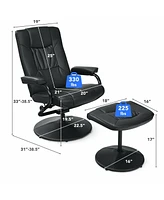 Gouun 360° Pvc Leather Swivel Recliner Chair with Ottoman