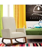 Gouun Rocking High Back Upholstered Lounge Armchair with Side Pocket