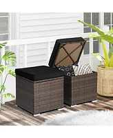 Gouun 2 Pieces Patio Ottoman with Hidden Storage Space