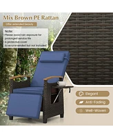 Gouun Patio Wicker Recliner Chair with Adjustable Backrest and Footrest