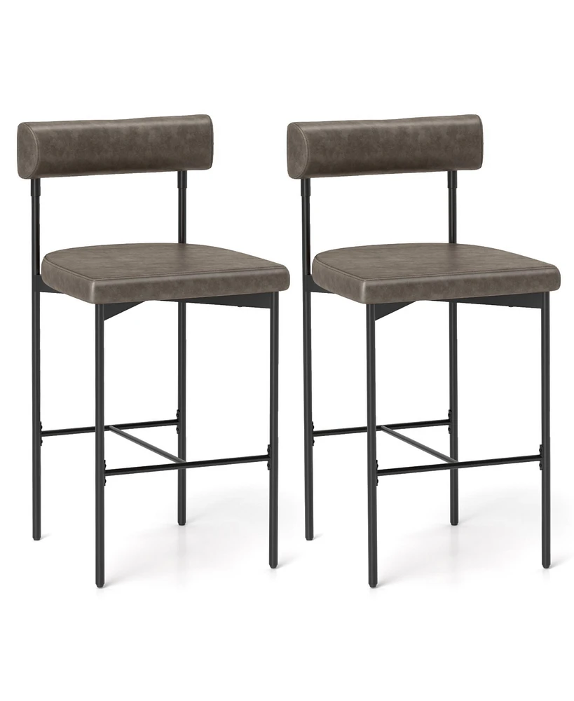 Gouun 20 Inch Upholstered Bar Stools Set of 2 Counter Height Bar Chairs with Backrest