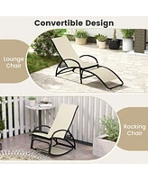 Gouun 2-in-1 Outdoor Rocking Chair with 4-Position Adjustable Backrest for Patio Porch Poolside