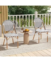Gouun French Bistro Chair Set of 2 with Galvanized Metal Framex