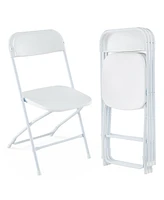 Gouun 4 Pack Metal Folding Chairs with Plastic Seat and Back