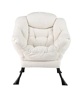 Gouun Sherpa Upholstered Accent Chair with Cozy Head Pillow