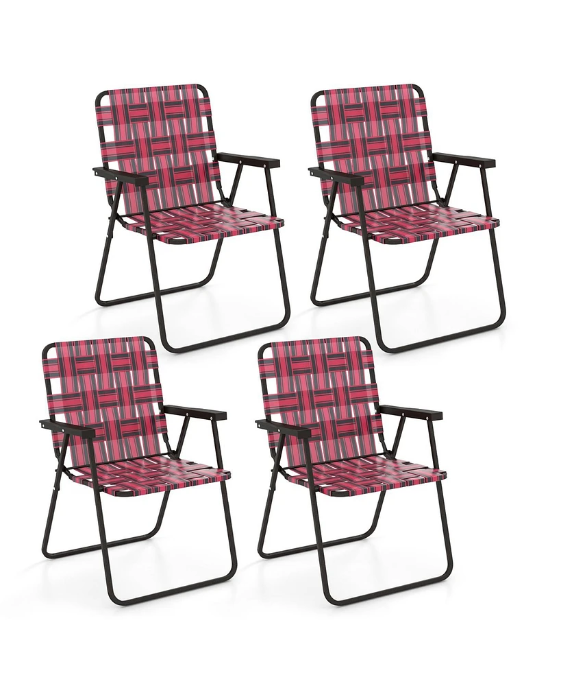 Gouun 4 Pieces Folding Beach Chair Camping Lawn Webbing Chair