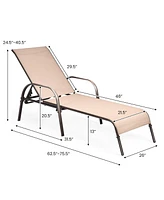 Gouun Adjustable Patio Chaise Folding Lounge Chair with Backrest