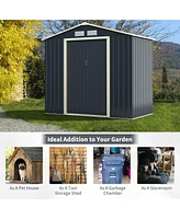 Gouun 7 Feet x 4 Feet Metal Storage Shed with Sliding Double Lockable Doors
