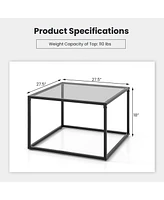 Gouun 27.5 Inch Home Square Tea Table with Heavy-duty Metal Frame