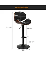 Gouun Set of 2 Adjustable Swivel Pu Leather Bar Stools with Curved Footrest