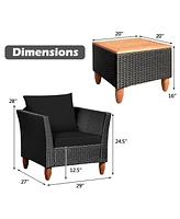 Gouun 3 Pieces Outdoor Patio Rattan Furniture Set