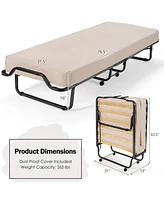 Gouun Rollaway Folding Bed with Memory Foam Mattress and Dust-Proof Bag Made in Italy