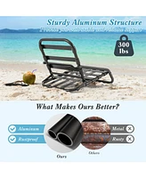 Gouun 2 Pack Low Folding Beach Chairs for Adults with Cushion
