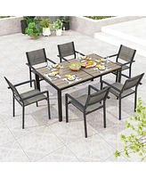 Gouun 59 x 35 Inch Large Outdoor Rectangle Dining Table with Metal Legs