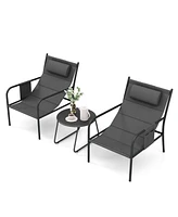 Gouun 3 Piece Outdoor Bistro Set Patio Metal Chair and Table Set