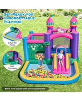 Gouun 6-in-1 Kids Blow up Castle with Slide and Jumping Area and Ball Pit Pools without Blower