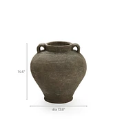 LuxenHome Rustic Brown Terracotta 14.6-Inch Tall Vase