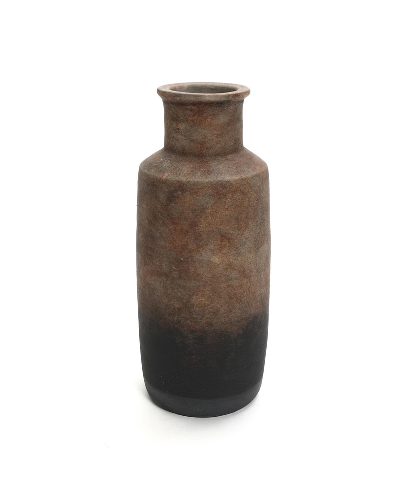 LuxenHome Brown Ombre Terracotta Narrow Tall Vase