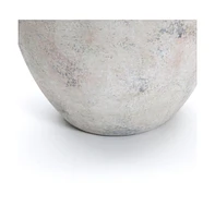 LuxenHome White with Gray Terracotta 11-Inch Tall Vase with Handles