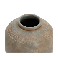 LuxenHome Rustic Brown Terracotta 14.6-Inch Tall Urn Vase