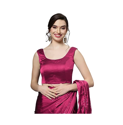 One Minute Saree Women's Akila Crepe Silk Wine Adjustable Blouse