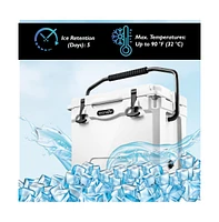 SereneLife 25-Quart Portable Cooler Box, Holds Up to 63 Cans (White)