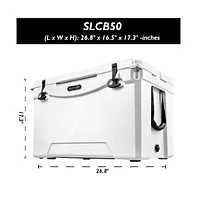 SereneLife 50-Quart Portable Cooler Box, Holds Up to 63 Cans (White